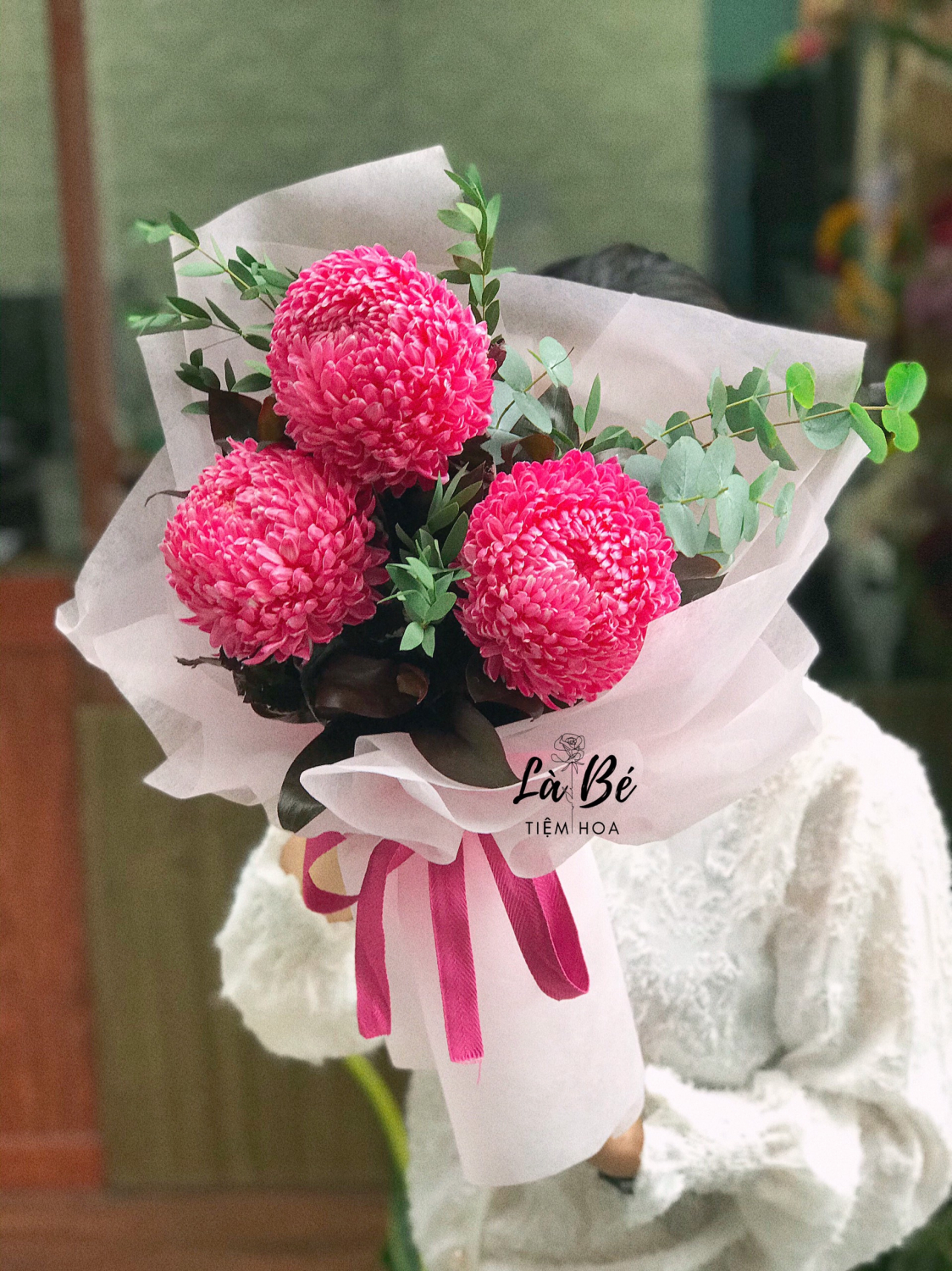 Cúc Mẫu đơn đỏ hồng 3 - LB00172 - labe.vn