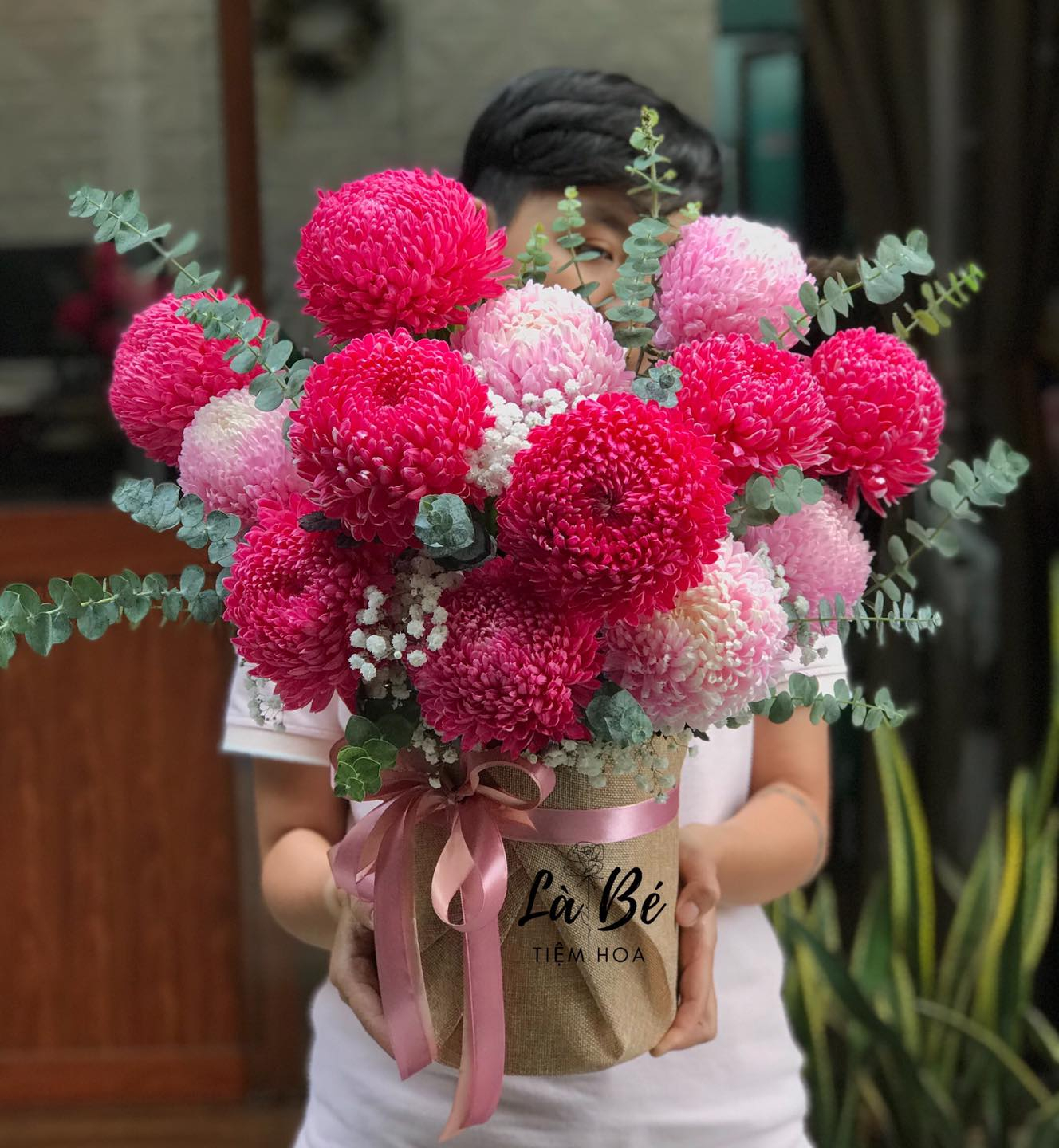 Mix Cúc Mẫu Đơn Hồng - LB00226 - labe.vn